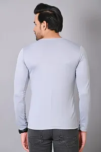 Burundi Blu Plain Solid Light Grey Full Sleeves T-Shirt Gym Wear Active Wear-thumb3