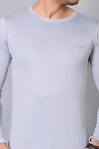 Burundi Blu Plain Solid Light Grey Full Sleeves T-Shirt Gym Wear Active Wear-thumb4