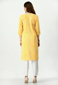 Stylish Fancy Lehariya Print Cotton Gota Work Knee Length Yellow A-Line Kurti-thumb1