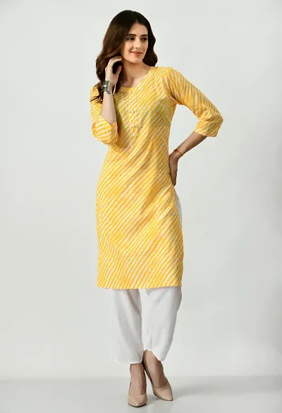 Stylish Fancy Lehariya Print Gota Work Knee Length A-Line Kurti