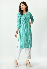 Green Cotton Printed Kurtas For Women-thumb2