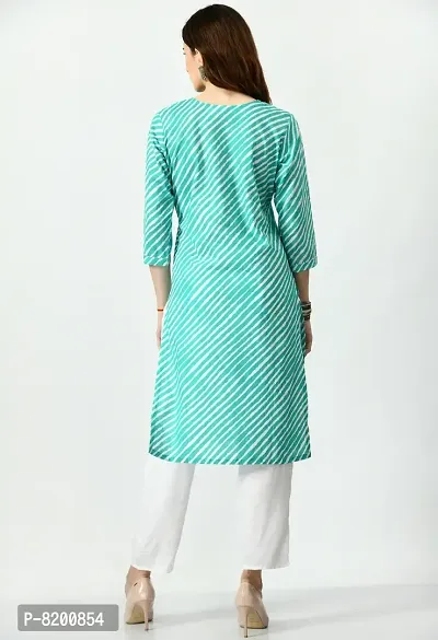 Green Cotton Printed Kurtas For Women-thumb2