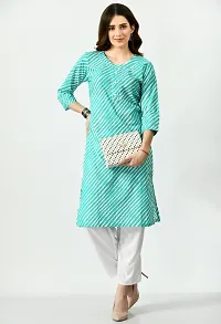 Green Cotton Printed Kurtas For Women-thumb3