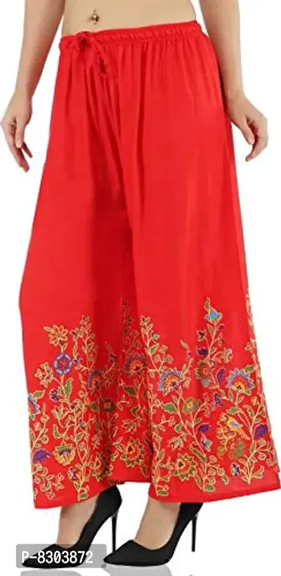 Fashion Floral Print Red Palazzo for Women-thumb3
