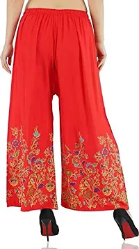 Fashion Floral Print Red Palazzo for Women-thumb1