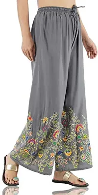 Fashion Floral Print Grey Palazzo for Women-thumb2