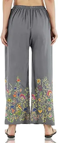 Fashion Floral Print Grey Palazzo for Women-thumb1