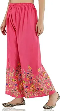 Fashion Floral Print Light Pink  Palazzo for Women-thumb2