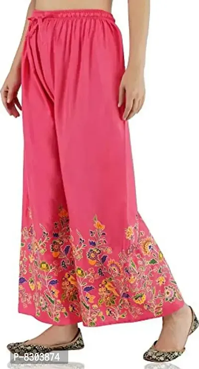 Fashion Floral Print Light Pink  Palazzo for Women-thumb3