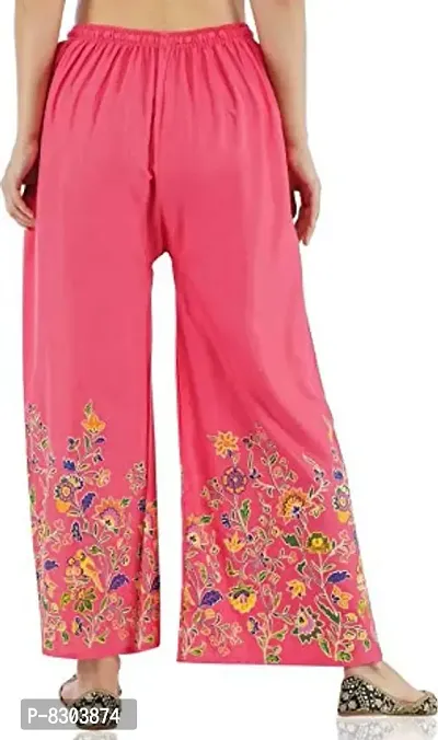 Fashion Floral Print Light Pink  Palazzo for Women-thumb2
