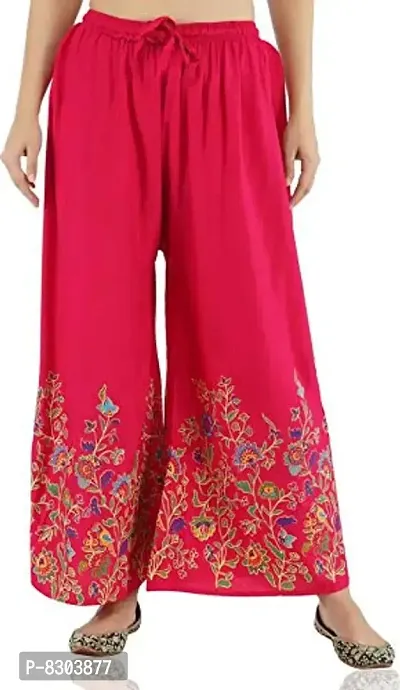 Fashion Floral Print Pink Palazzo for Women