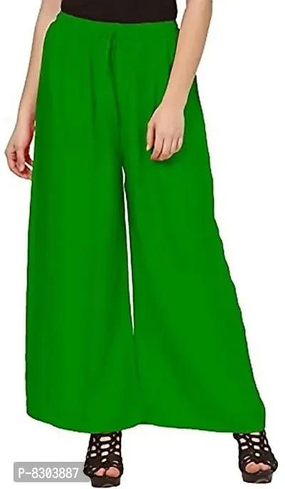 Fashion Women Rayon Solid Plain Green Palazzo-thumb0