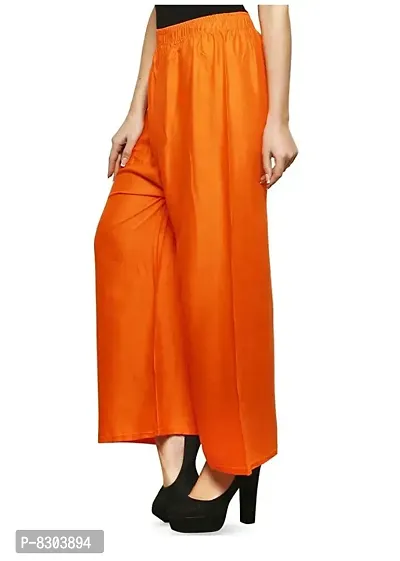 Fashion Women Rayon Solid Plain Orange Palazzo