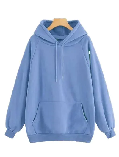 Stylish Fleece Solid Hoodies For Women