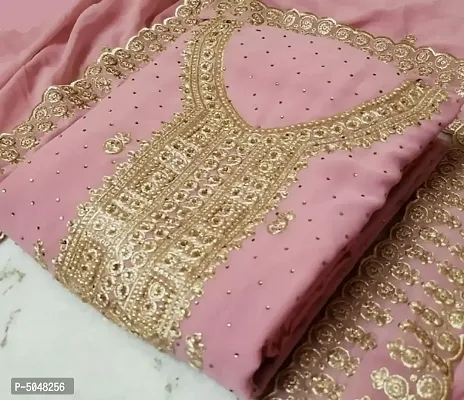 Stylish Georgette Pink Dress Material With Dupatta Set
