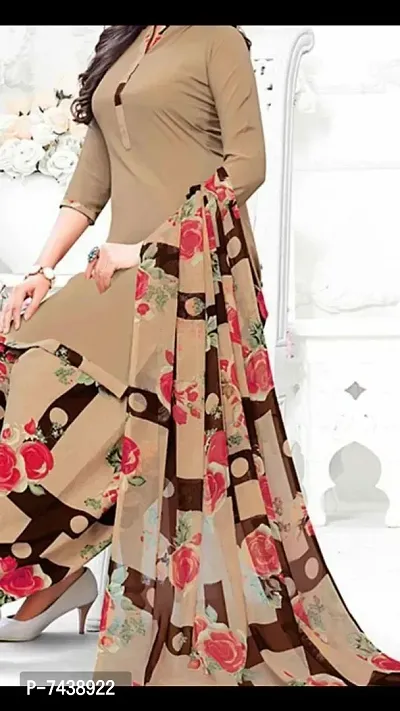 Stylish Polyester Unstitched Kurta Bottom Set With Dupatta For Women