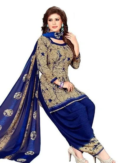 Stylish Synthetic Floral Print Dress Material With Dupatta Set For Women