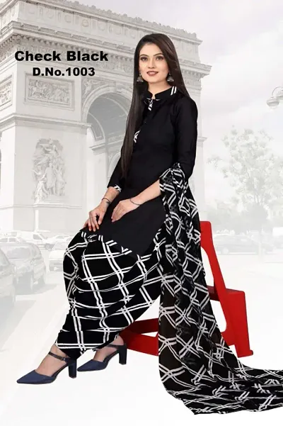 Elegant Crepe Dress Material with Dupatta For Women