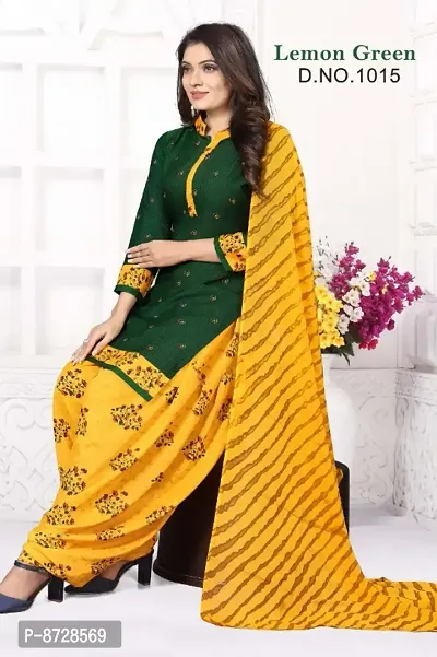 Stylish Butter Crepe Self Design Dress Material with Dupatta For Women-thumb0