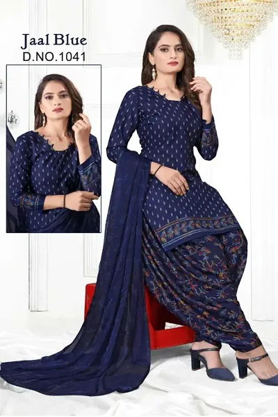 Elegant Crepe Dress Material with Dupatta For Women