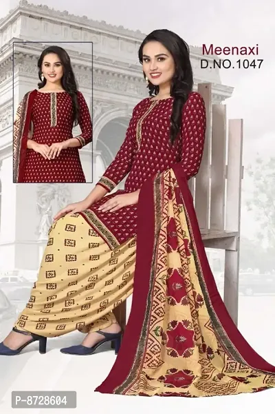Stylish Butter Crepe Self Design Dress Material with Dupatta For Women