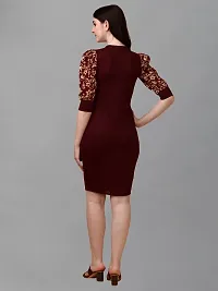 Stylish Maroon Cotton Blend Solid Dress For Women-thumb1