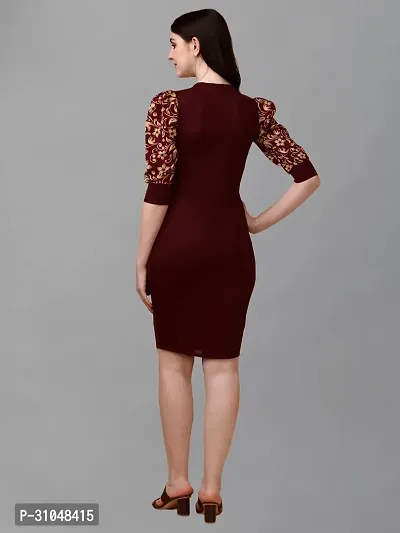 Stylish Maroon Cotton Blend Solid Dress For Women-thumb2