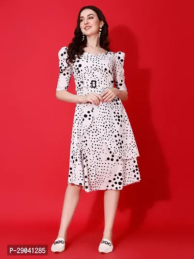 DL Fashion Women Fit and Flare Black White Dress