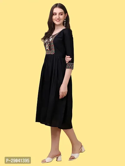 Adokedo Women A line Black Dress-thumb3