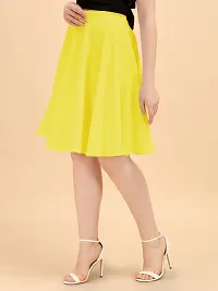 Stylish Yellow Polyester Solid Skirts For Women-thumb2