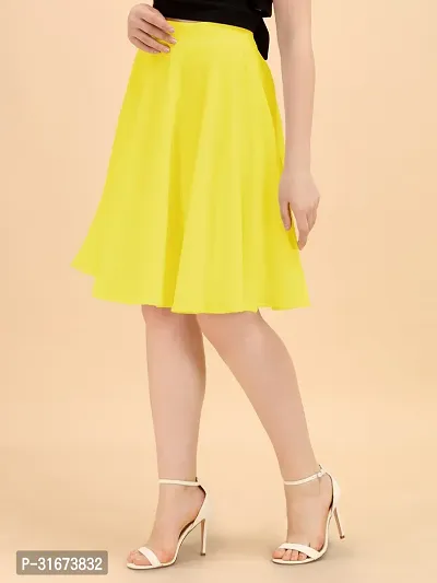 Stylish Yellow Polyester Solid Skirts For Women-thumb3