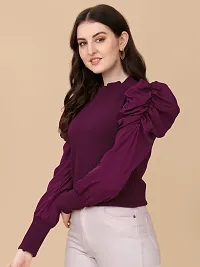 Elegant Purple Polyester Solid Top For Women-thumb3