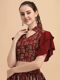 Elegant Maroon Silk Printed Top For Women-thumb2