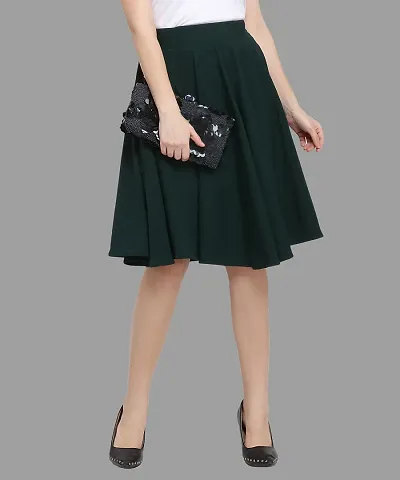 Stylish Green Polyester Solid Skirts For Women