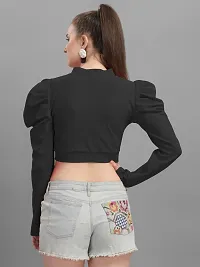 Casual Full Sleeve Solid Women Black Top-thumb1