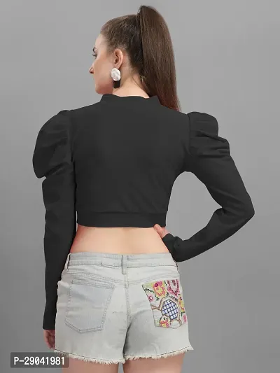 Casual Full Sleeve Solid Women Black Top-thumb2