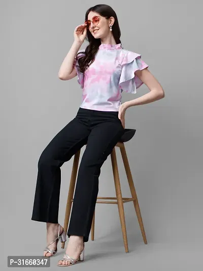 Elegant Pink Cotton Blend Printed Top For Women-thumb4