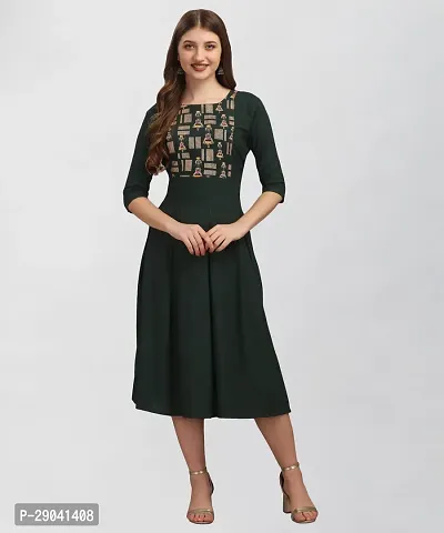 Adokedo Women Fit and Flare Green Dress-thumb0