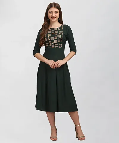 Adokedo Women Fit and Flare Green Dress
