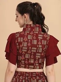 Elegant Maroon Silk Printed Top For Women-thumb1