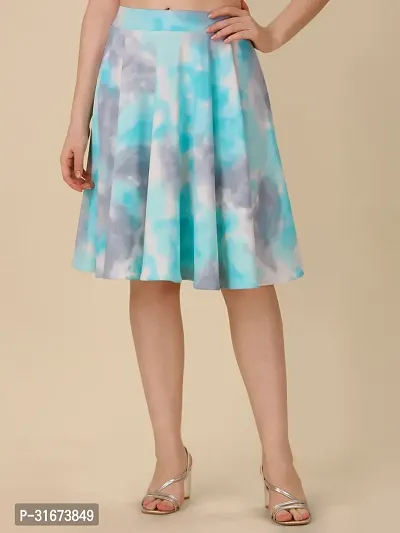 Stylish Blue Polyester Printed Skirts For Women