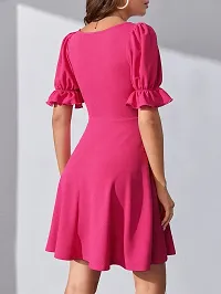 Stylish Pink Cotton Lycra Solid Dress For Women-thumb1