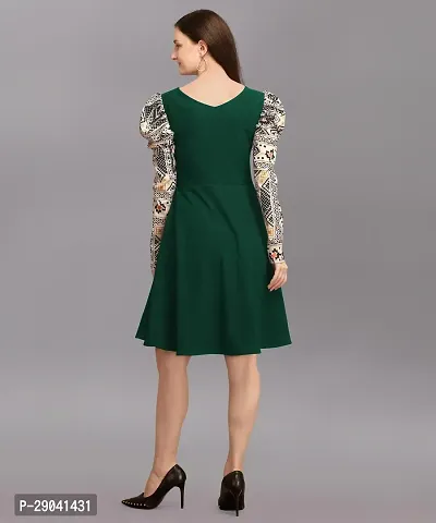 DL Fashion Women Fit and Flare Green Dress-thumb2