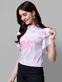 Elegant Pink Cotton Blend Printed Top For Women-thumb2