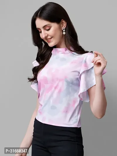 Elegant Pink Cotton Blend Printed Top For Women-thumb3