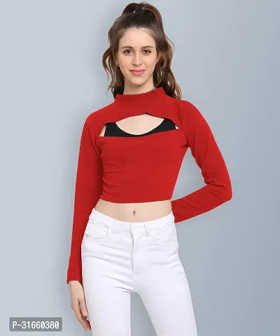 Elegant Red Viscose Rayon Solid Top For Women-thumb0