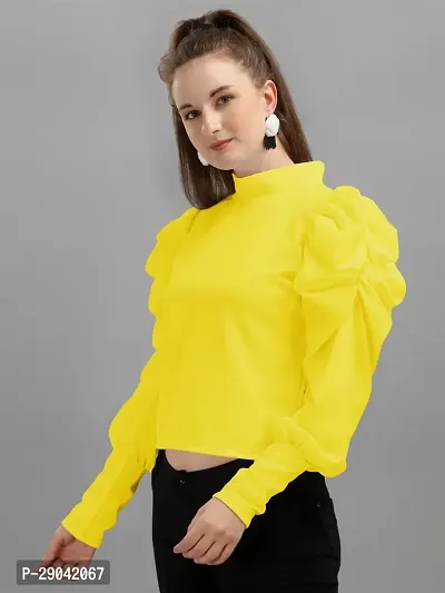 DL Fashion Casual Solid Women Yellow Top-thumb0