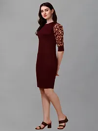 Stylish Maroon Cotton Blend Solid Dress For Women-thumb2