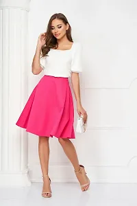 Stylish Pink Polyester Solid Skirts For Women-thumb2