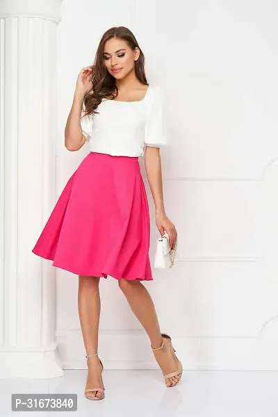 Stylish Pink Polyester Solid Skirts For Women-thumb3